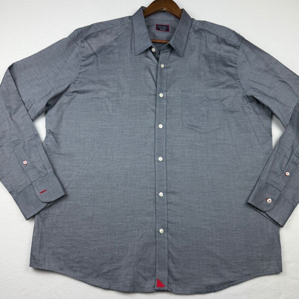 UNTUCKit Men's XXL Blue/Gray Chambray Long Sleeve Button Up Shirt - Picture 3 of 9